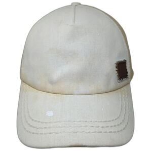 Roxy Baseball Cap White Beige One Size Linen Blend Woven Back Strapback Hat